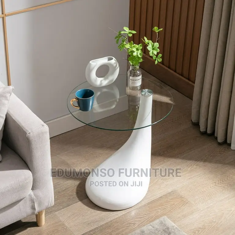 Glass End Table With High Gloss Base