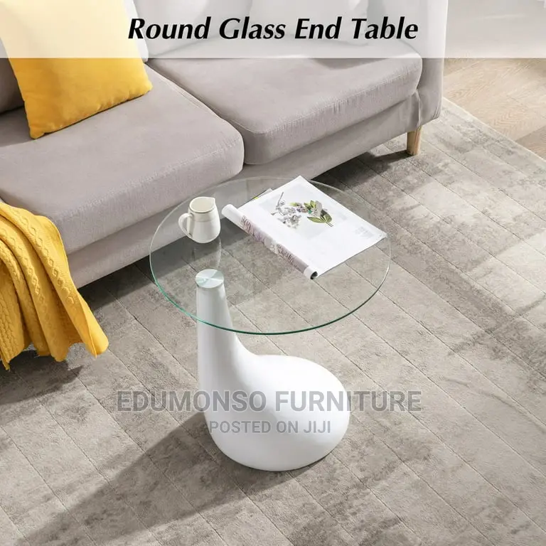 Glass End Table With High Gloss Base
