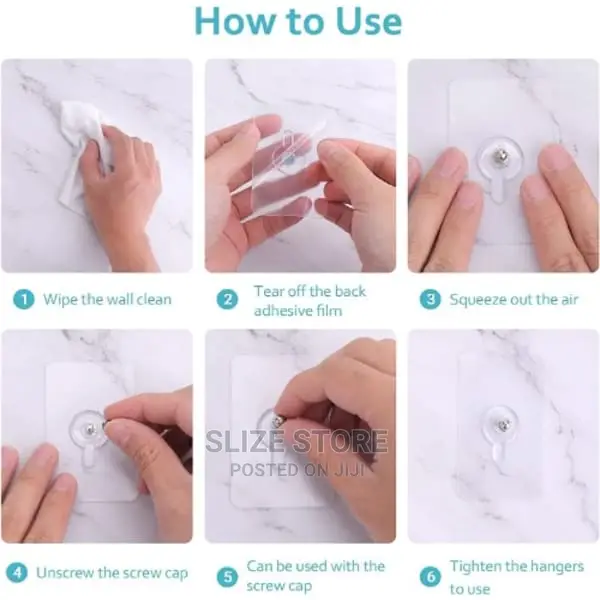 Adhesive Transparent Nail Wall Hooks (12pcs)