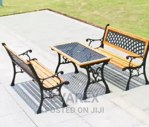 Wrought Iron Outdoor Bench Chair With Table