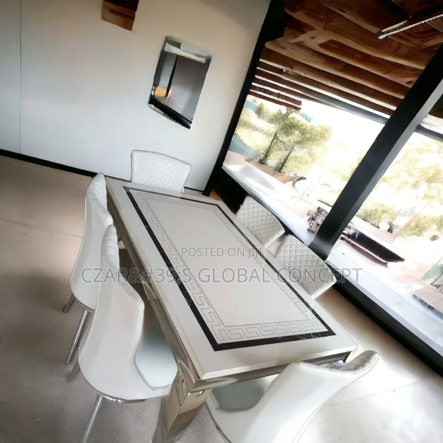 Luxurious 6 Seater Marble Top Dining Table With Chairs.