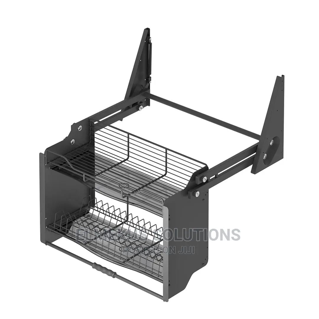 90cm Hydraulic Pulldown Plate Rack (Anthracite Black)-Turkey