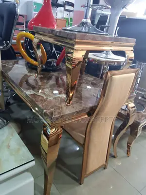 6 Seater Gold Marble Dinning Table and Chairs