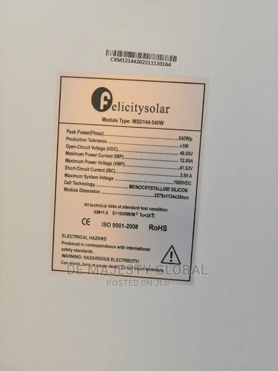 500watt Felicity Solar Panel
