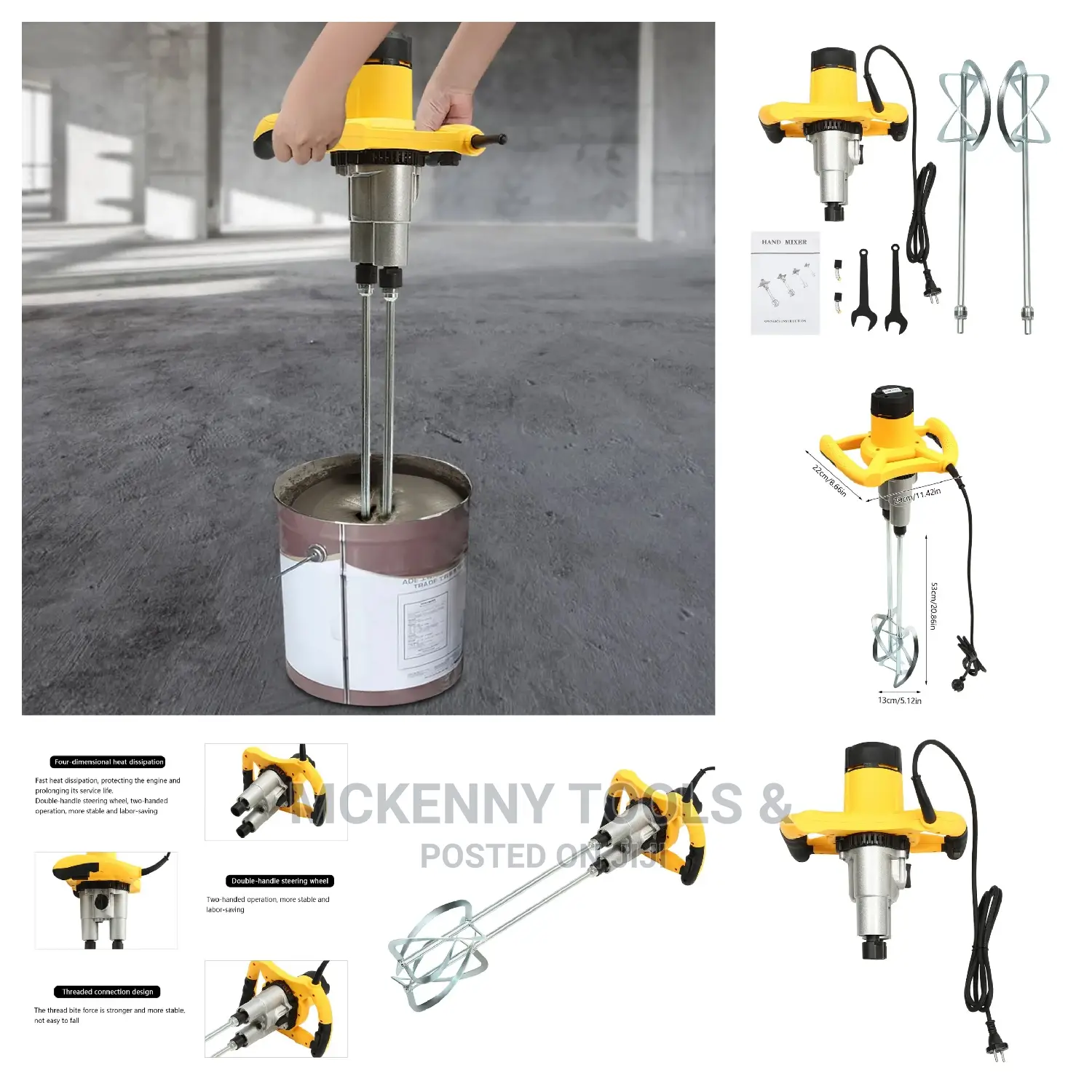 Double Rod Stirrer With Strong Mortar Stirrer Concrete 2600w