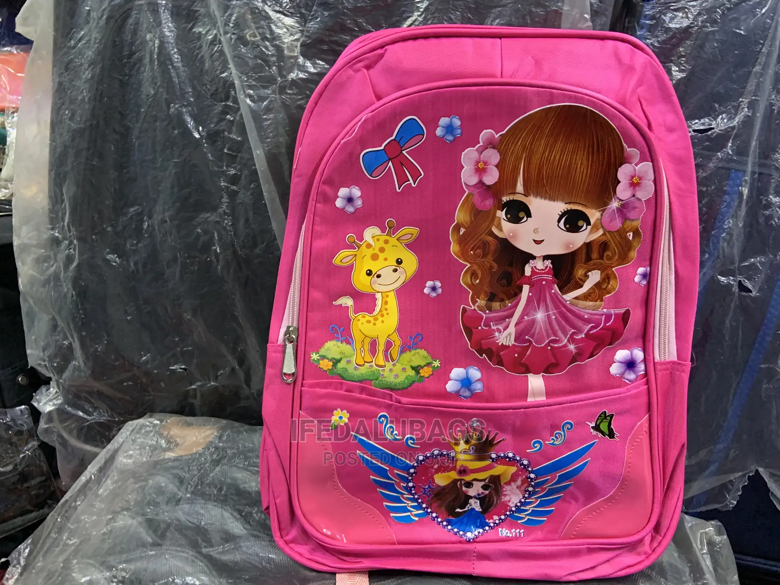 Medium Size Pink Cartoon Character School Bag
