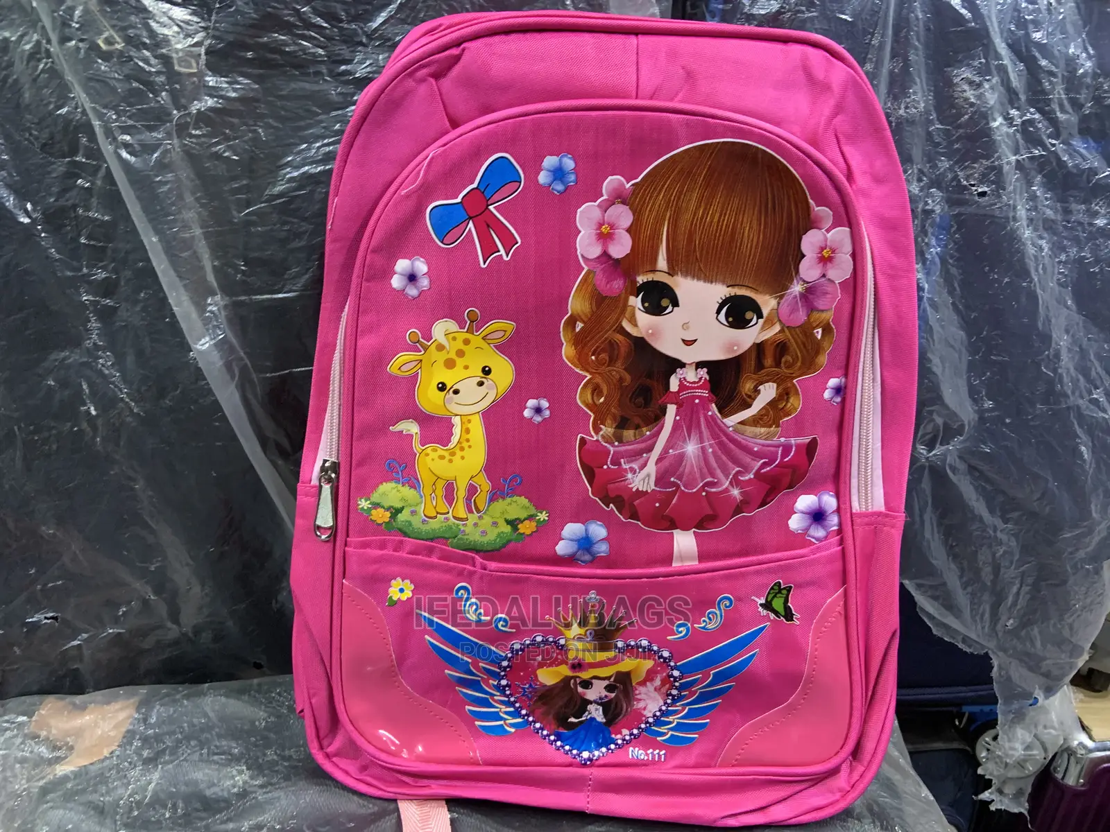 Medium Size Pink Cartoon Character School Bag