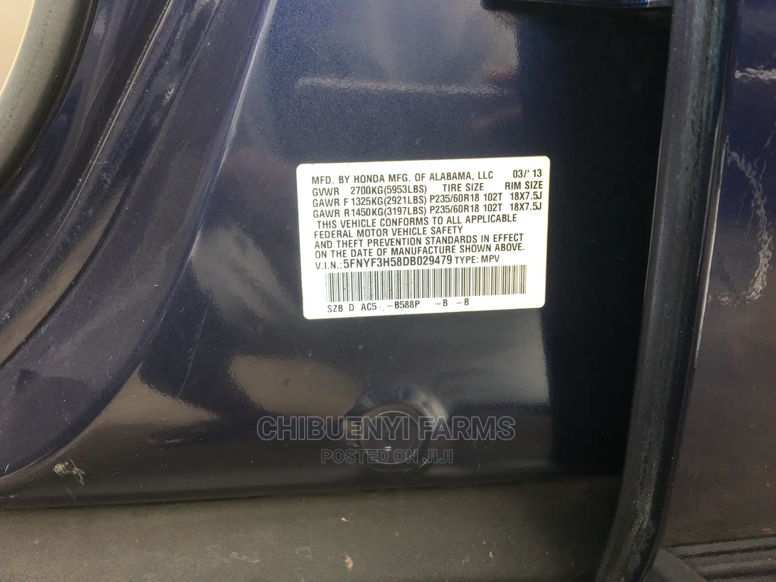 Honda Pilot 2013 Blue