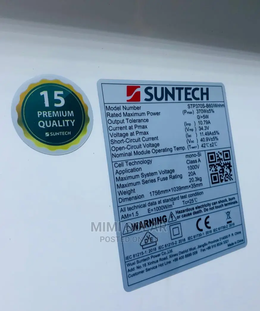 Suntech 370 Watts Mono Panel