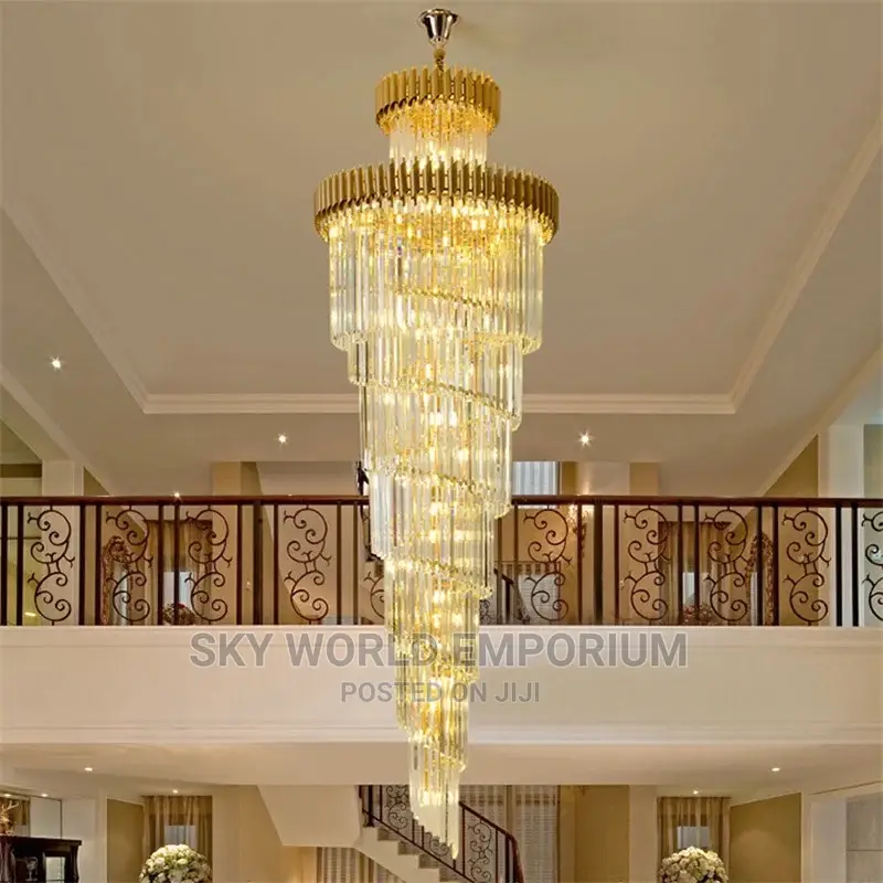 Modern Long Spiral Chandeliers Crystals for Staircase