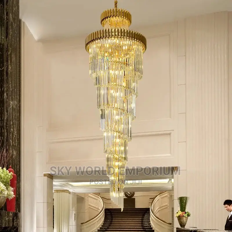 Modern Long Spiral Chandeliers Crystals for Staircase