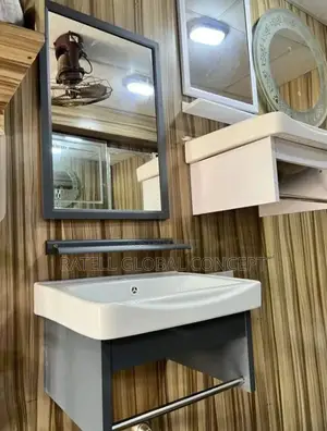 Wall Hanged Wash Basin With Mirror,Shelf and Towel Hanger