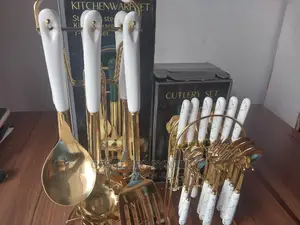 Golden Cookware Set and Cutlery Set.
