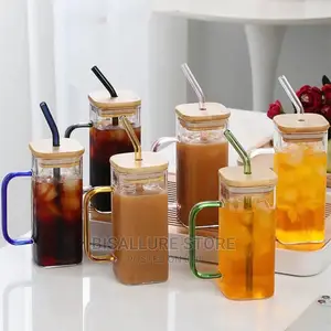 Glass Jar With Straw