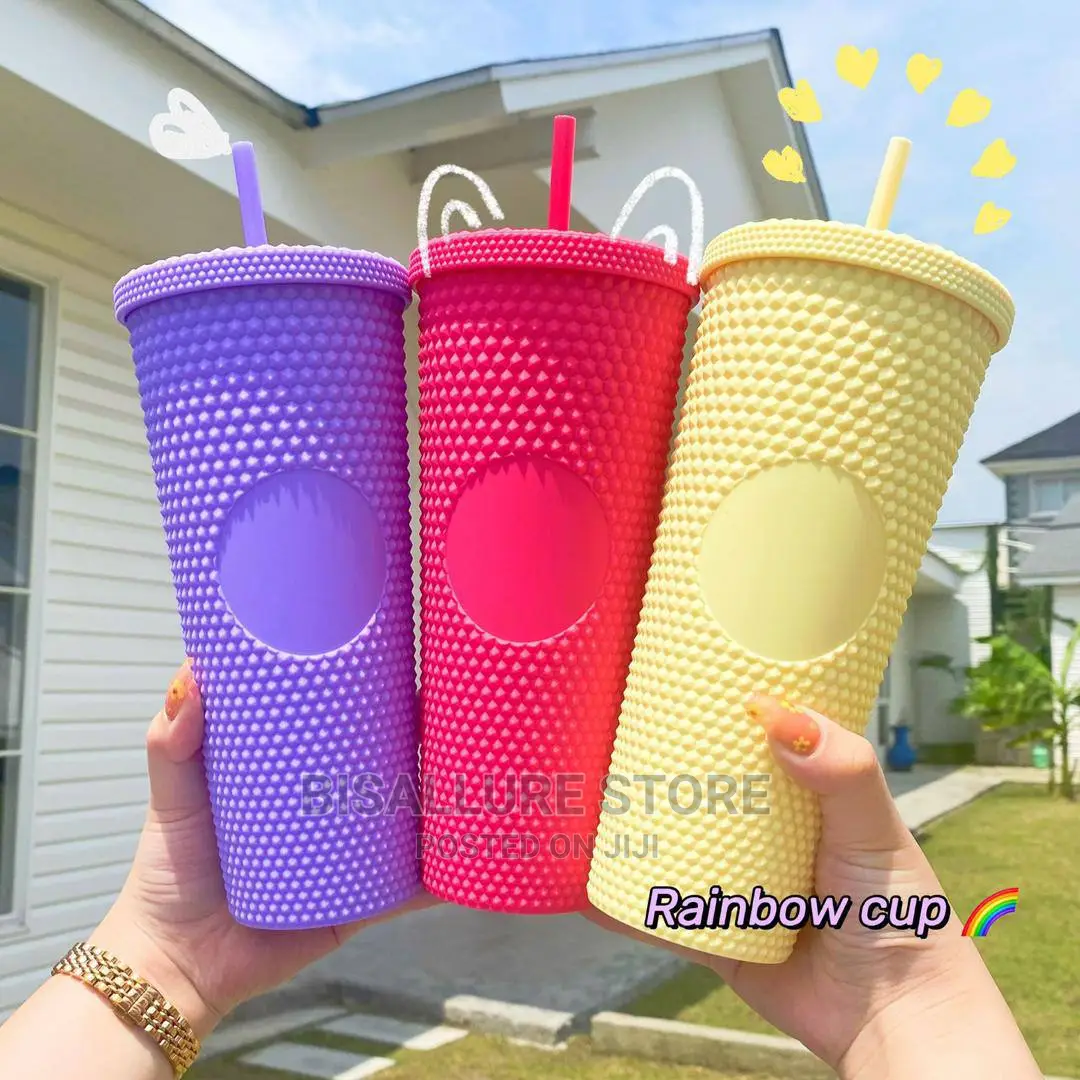 Knitted Rainbow Cup With Straw