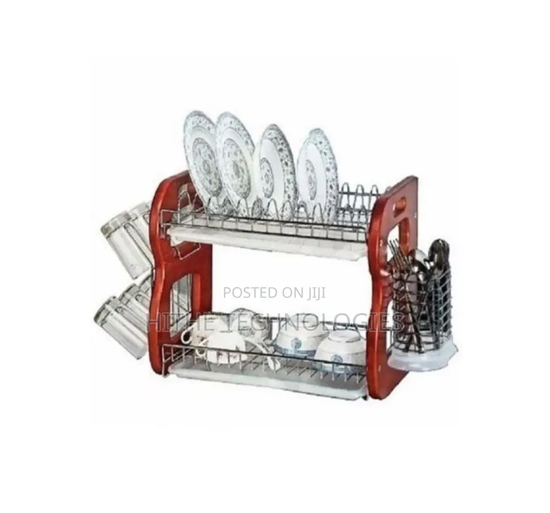 Two Layers Dish Drainer With Spoon and Cups Holder