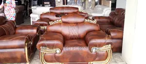 Luxury 7 Seater Living Room Leather Sofa Chair.