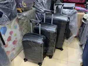 Set of Quality Unbreakable Black Rubber Travel Luggage