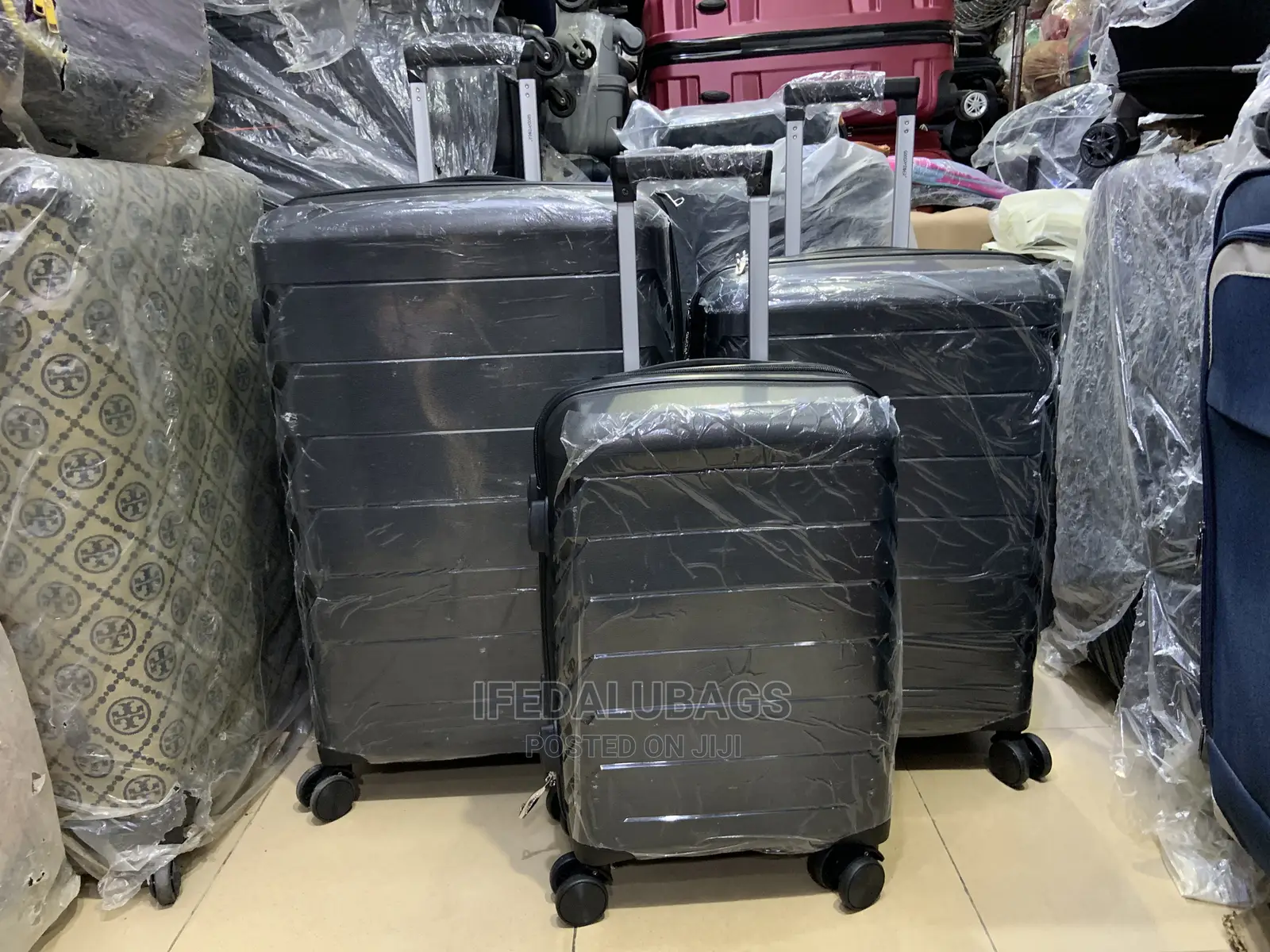Set of Quality Unbreakable Black Rubber Travel Luggage