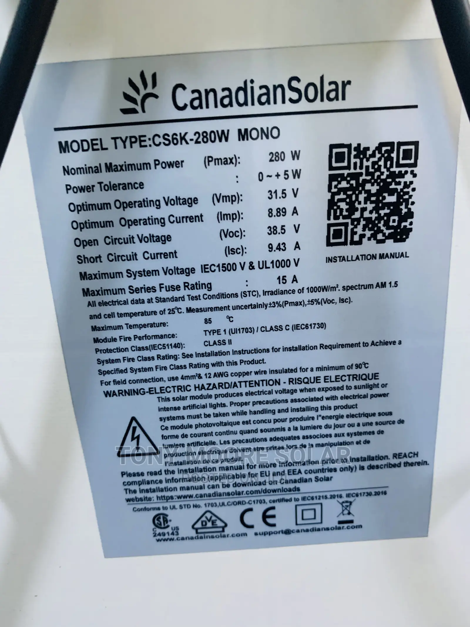 280w Canadian Solar Panel