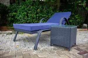 Poolside Rattan Bed and Side Table