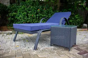 Poolside Rattan Bed and Side Table