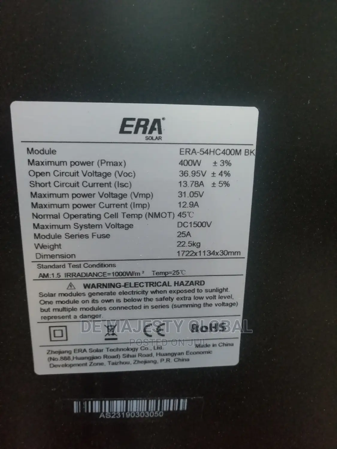 400watt All Black Era Solar Panel