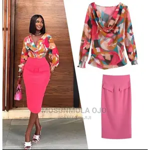 Sexy Long Sleeve V-neck Top High Waist Skirt Outfit Set