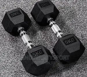 Pair of 5kg Hex Dumbbell