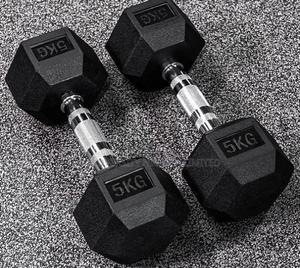 Pair of 5kg Hex Dumbbell