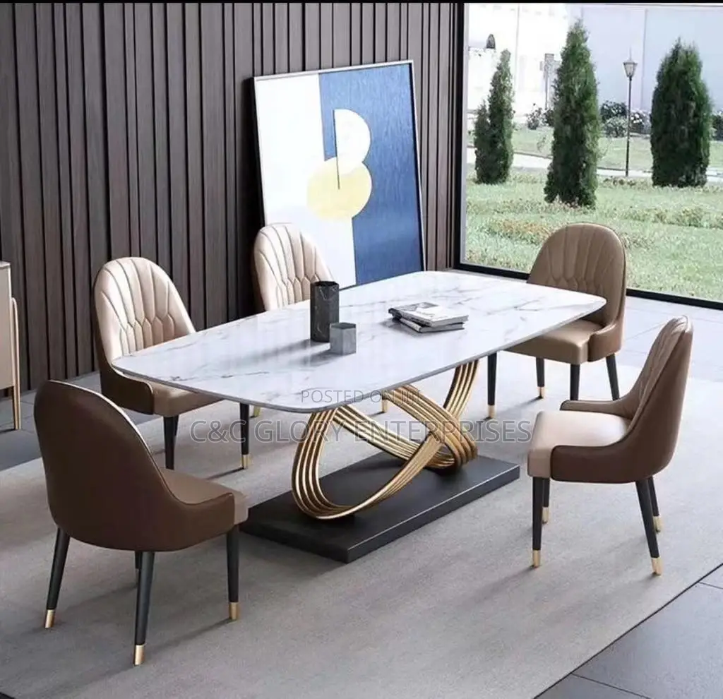 Marble Top Dining Table Set With 6 Chairs