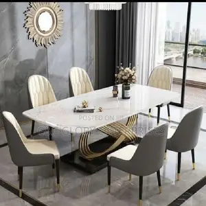 Marble Top Dining Table Set With 6 Chairs