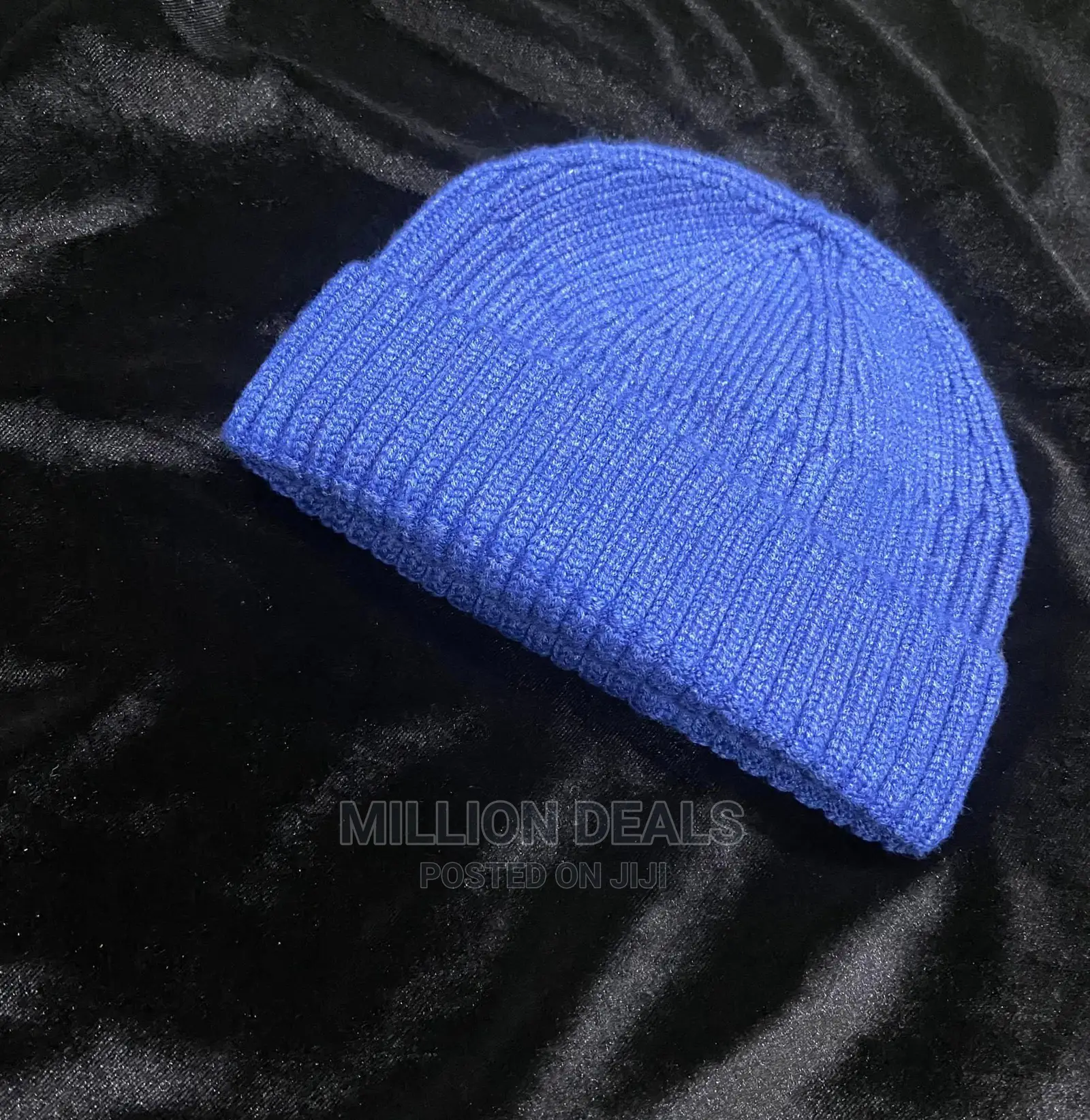 Casual Blue Unique Short Fold Head Warmer Hat