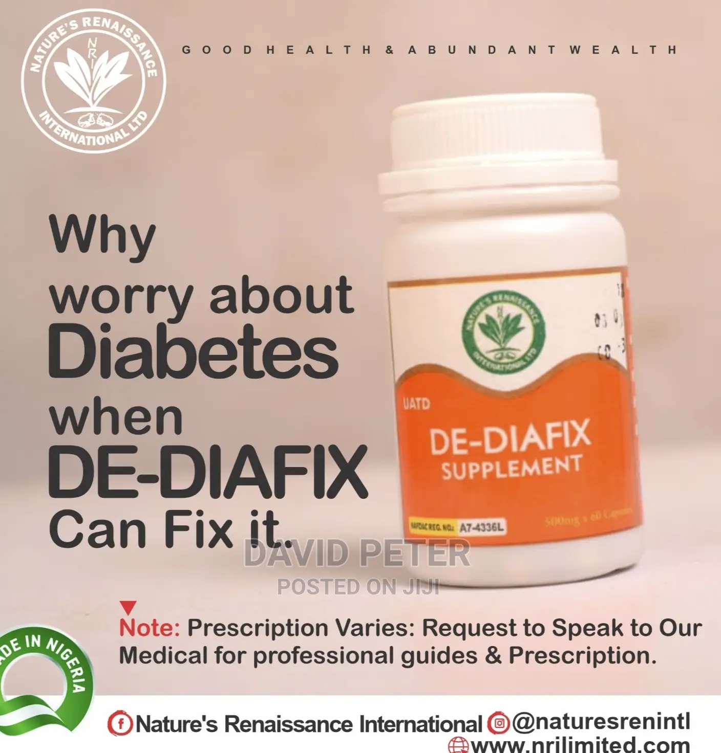 NRI De-Diafix for Sugar Problem