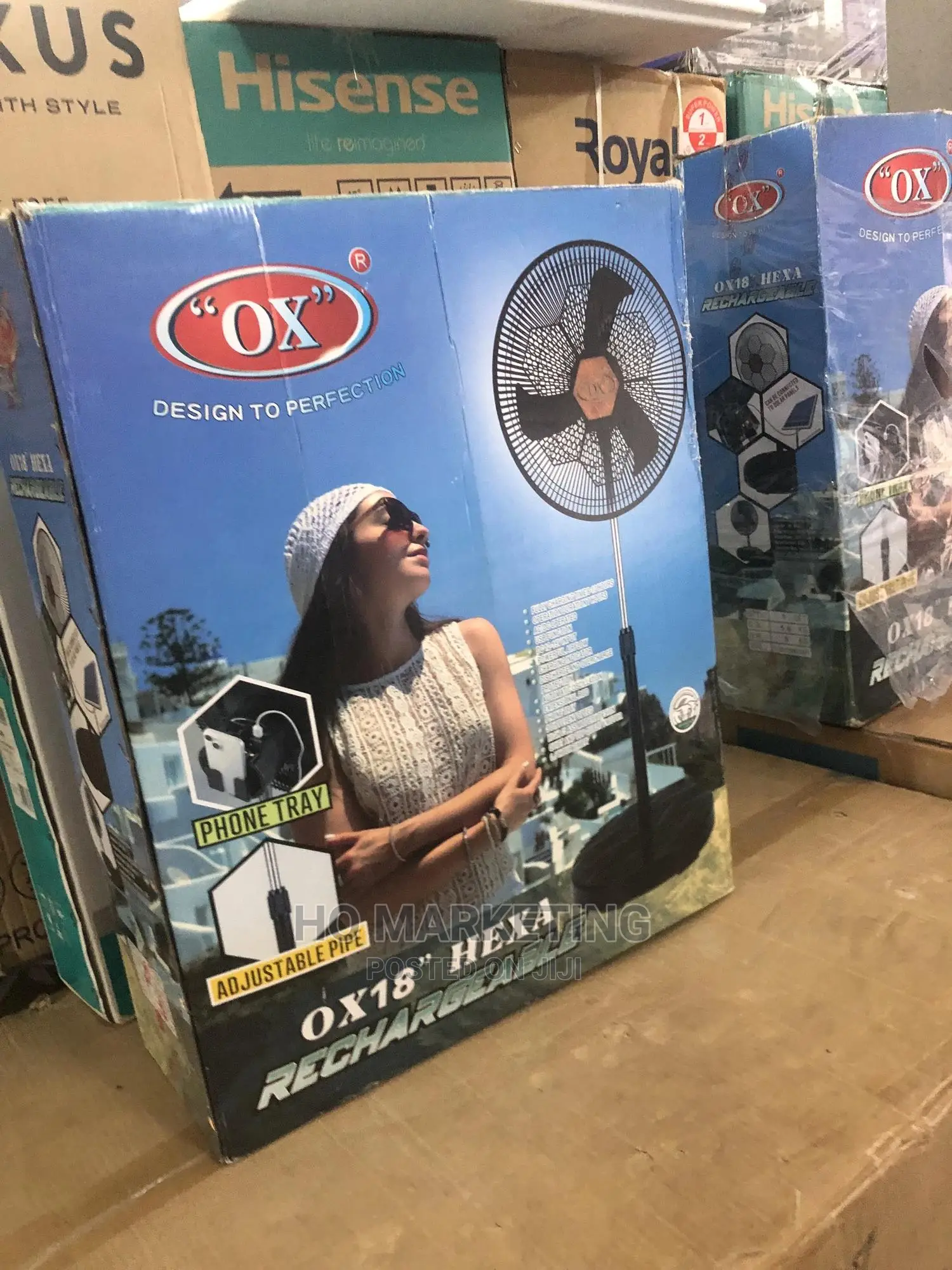 Ox Hexa Rechargeable Fan 18" -Adjustable Legs