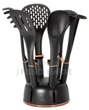 Silicone Cooking Kitchen Utensils 7 PCS Nonstick (Black)