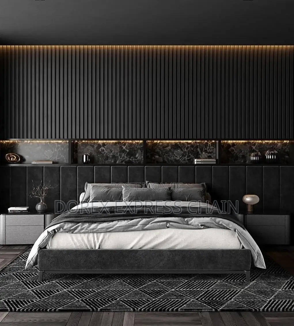 Bedframe With Bed Side And Wall Cladding