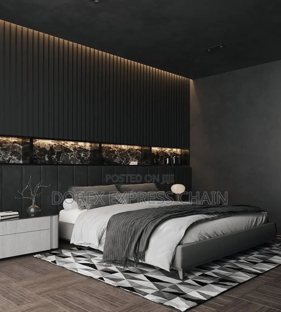 Bedframe With Bed Side And Wall Cladding