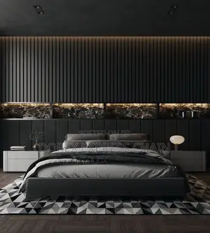 Bedframe With Bed Side And Wall Cladding
