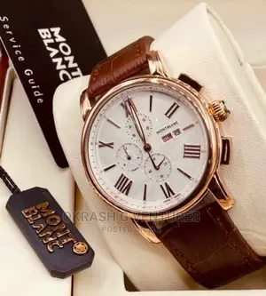 Montblanc Chronograph Rose Gold Leather Strap Watch
