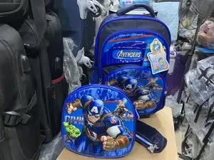 3n1 Cartoon Character Kids School Bag With Trolley
