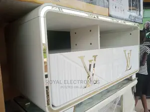 Premium Quality White Lv Center Table With Double Drawer