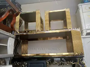 Classic Golden Metal Center Table With 2 Side Stool