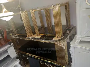 Very New Golden Metal Center Table With 2 Side Stool