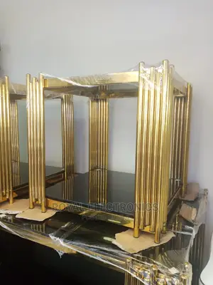 World Class Golden Metal Center Table With 2 Side Stool