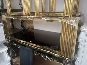 World Class Golden Metal Center Table With 2 Side Stool