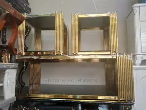 Superior Quality Golden Metal Center Table With 2 Side Stool