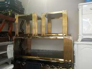 High Quality Golden Metal Center Table With 2 Side Stool