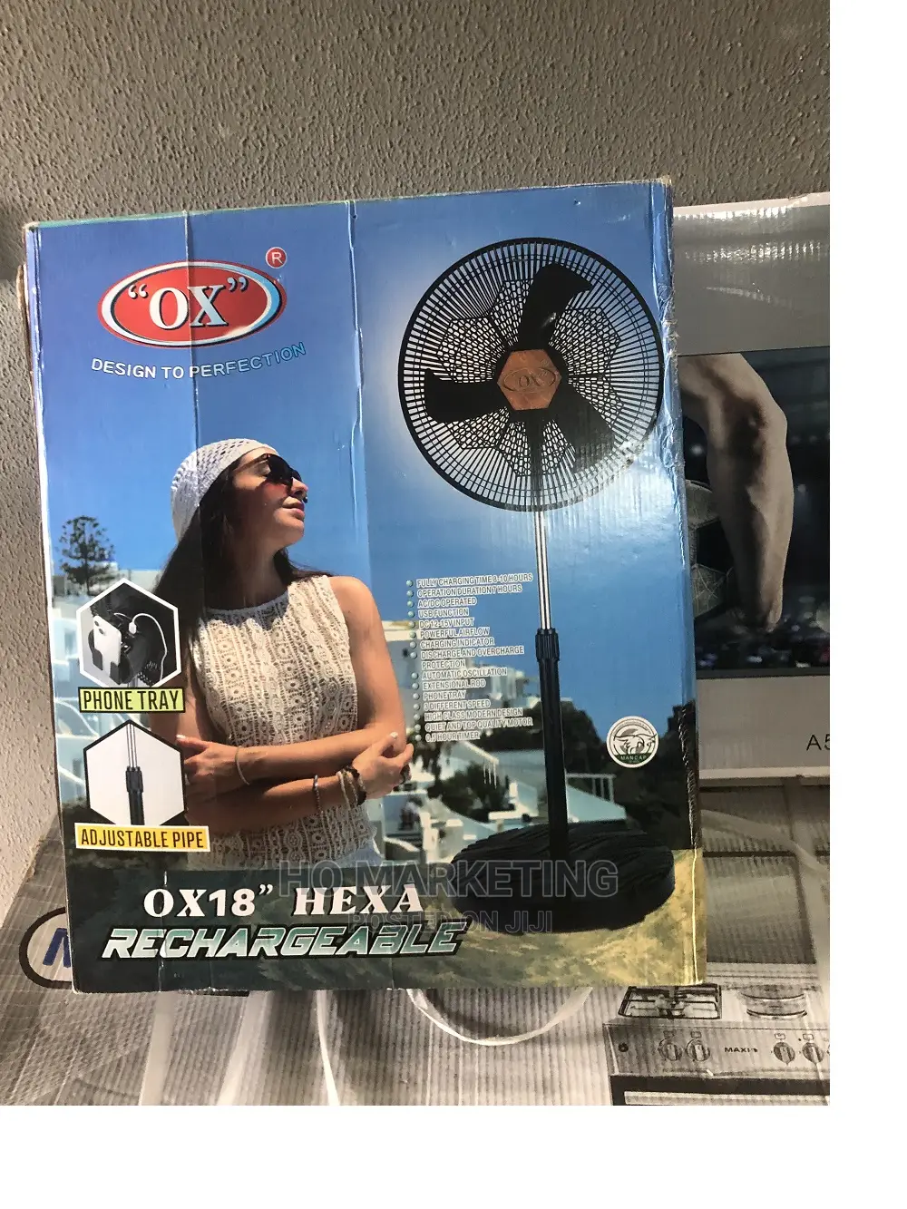 Rechargeable Standing Fan 0x Hexa 18"