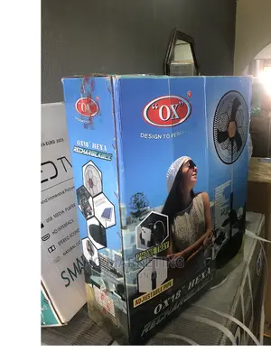 New in Standinfg Fan Rechargeable Ox Hexa 18"